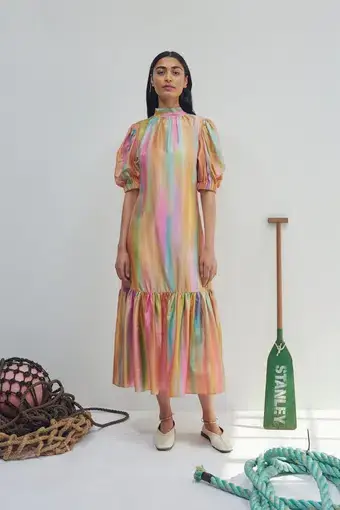 Alemais Rainbow Midi Dress Print Size 14