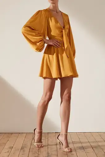 Shona Joy Oro Tie Front Mini Dress Saffron Orange Size 8