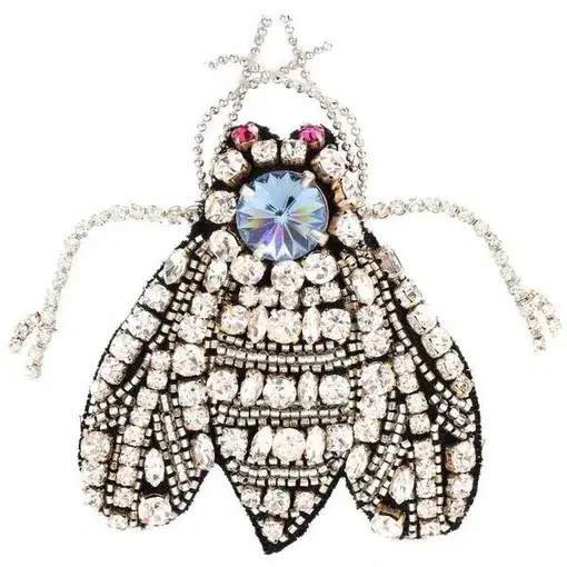 Rochas Crystal Embroidered Fly Brooch