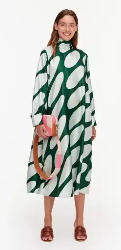 Marimekko Aatoilee Linsii Silk Dress Print Size 6