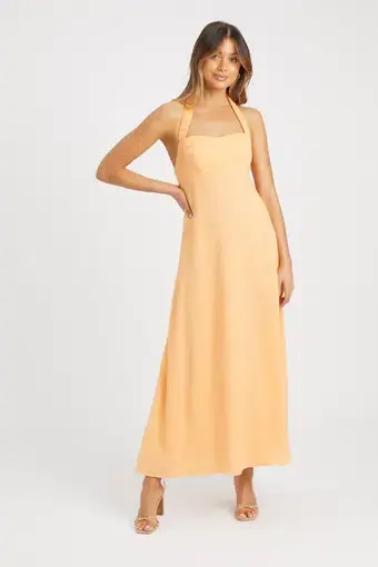 Kookai Georgette Halter Dress Sorbet Orange Size 12
