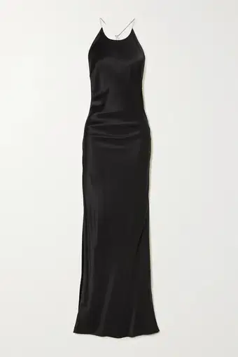 Michael Lo Sordo Hudson Bias Crystalline Maxi Dress Black Size 6