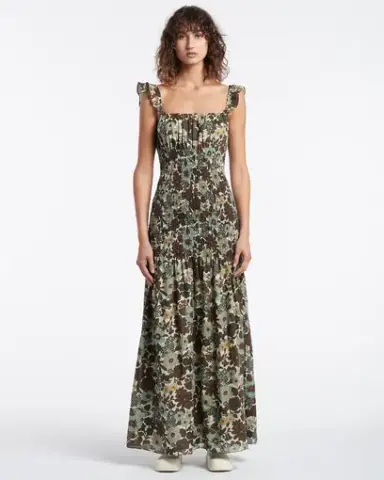 Sir the Label Constantine Ruched Maxi Dress Print Size 6