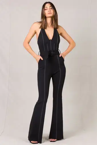 Misha Collection Sharlene Jumpsuit Black Size 6 