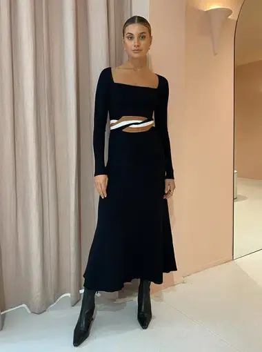Sover Studios Inertia Knit Midi Dress Black Size 10