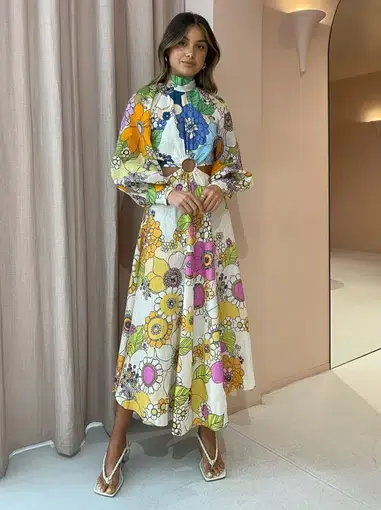 Alemais Farrah Cut Out Midi Dress in Multi/Floral

 Size 14