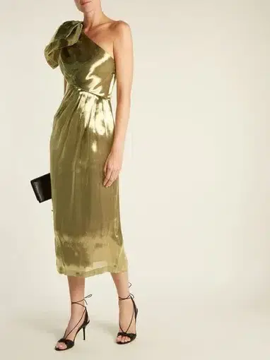 Maria Lucia Hohan Alya One Shoulder Dress Gold Size 10