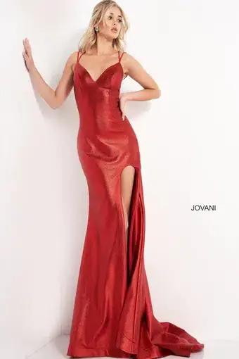 Jovani 06526 High Slit Gown Red Size 8