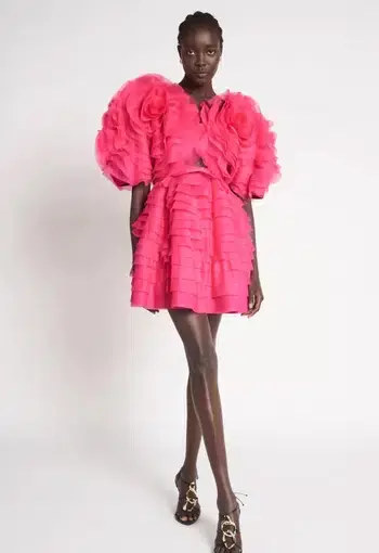 Aje Amour Ruffle Mini Dress Berry Pink Size 8