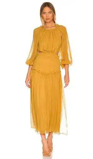 Shona Joy Iris Cut Out Backless Midi Dress Saffron Yellow Size 10