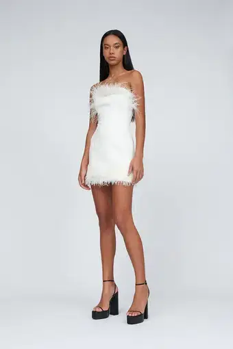 By Johnny Feather Mini Dress White Size 10