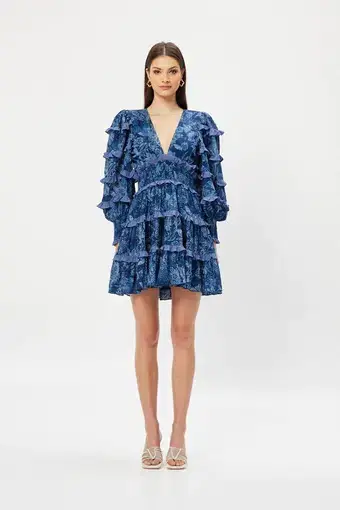  Elliatt Alvernia Dress Navy Blue Print Size L