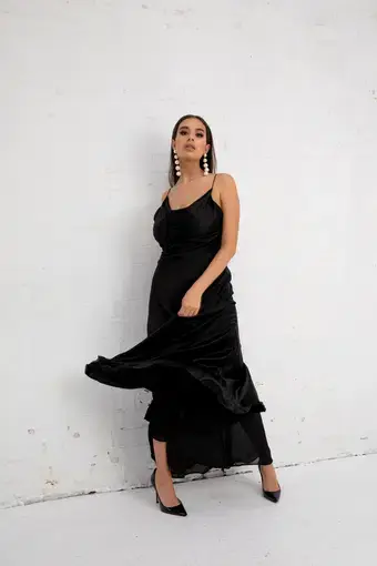 Ralph Lauren Cowl Neck Maxi Dress Black Size 6