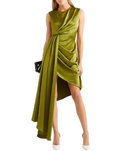 Off White Asymmetric Silk Dress Green Size 6 