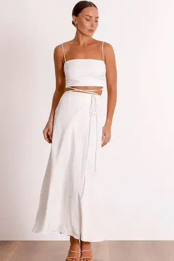Pasduchas Follow Me Wrap Midi Dress White Size 6