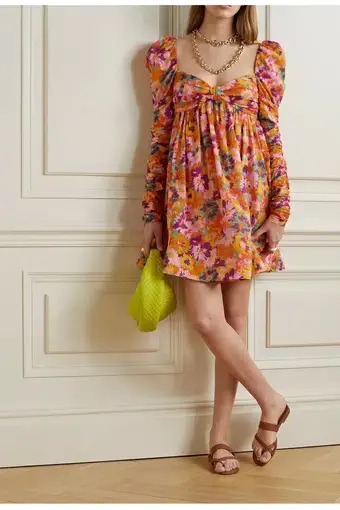 Zimmermann Violet Twist Front Mini Dress in Mustard Multi Floral
Size 10