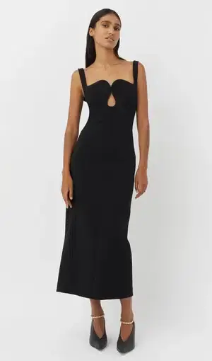 Camilla & Marc Brixton Cut Out Neckline Midi Dress in Black Size 8