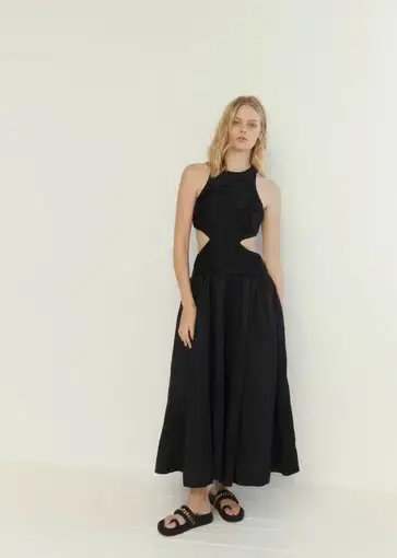 Aje Introspect Cut Out Midi Dress Black Size 6