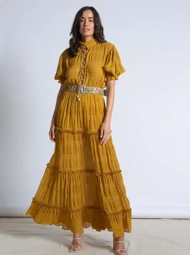 Ixiah the Label Popp y Maxi Dress Mustard Size 10 