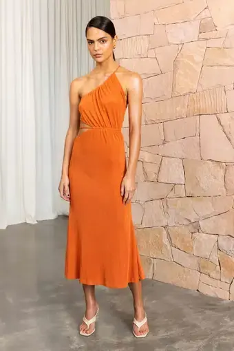 Misha Adara Midi Dress Golden Apricot Orange Size 10