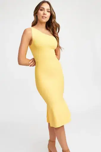 Kookai Florida One Shoulder Dress Lemon Size 6