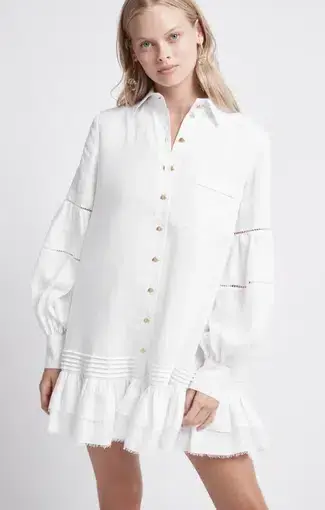 Aje Lotus Shirt Dress White Size 16