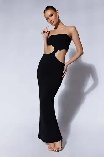 Meshki Jaden Strapless Cut-Out Maxi Dress Black Size XS