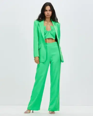 Kianna Sienna Blazer and Shim Pants Set Green Size 8