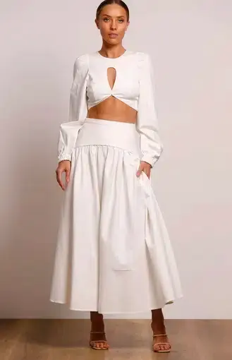 Pasduchas Meadows Crop Top and Maxi Skirt Set White Size 8