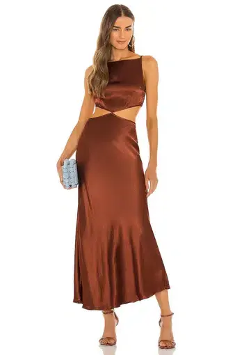 Bec & Bridge Camila Cut Out Maxi Dress Brown Size 8