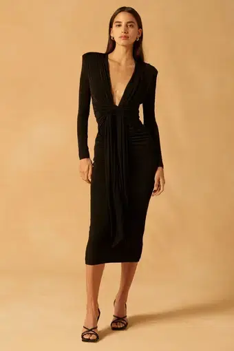 Misha Francis Midi Dress Black Size 16