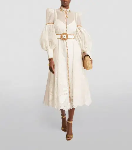 Zimmermann Postcard Embroidered Midi Dress White Size 4