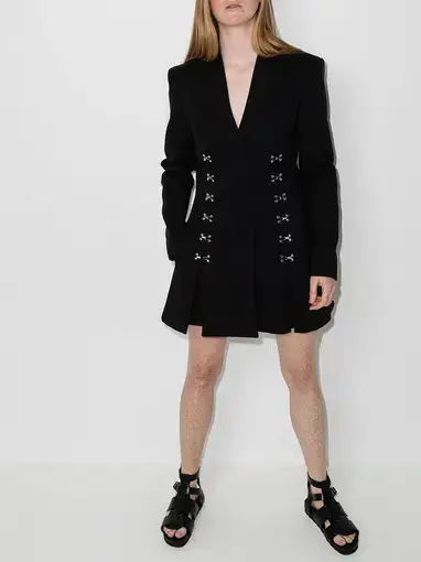 Dion Lee Accordion Pleat Blazer Mini Dress Black Size 6