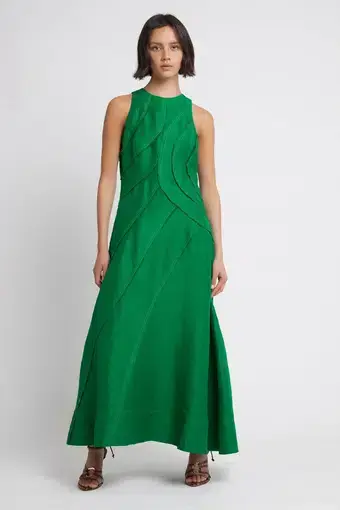 Aje Faraway Midi Dress Emerald Green Size 8