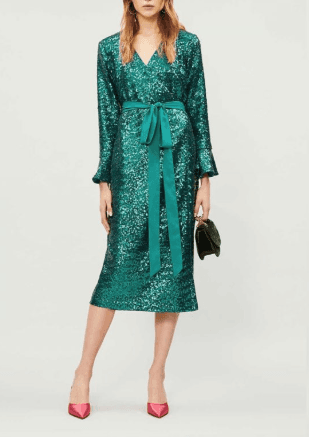 Kitri Green Sequin Wrap Dress size 16