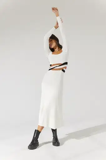 Sovere Inertia Knit Midi Dress White Size 8