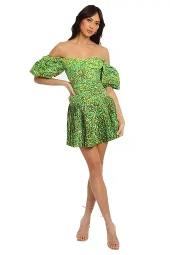 Alemais Phyllis Pleat Mini Dress Green Size 6