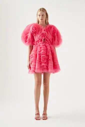 Aje Amour Ruffle Mini Dress Pink Size 8