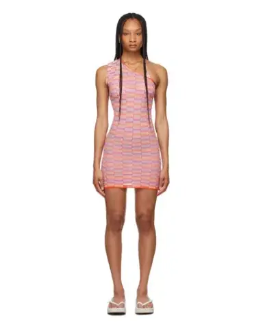 Gimaguas Orange and Purple Single-Shoulder Ete Dress Print Size M