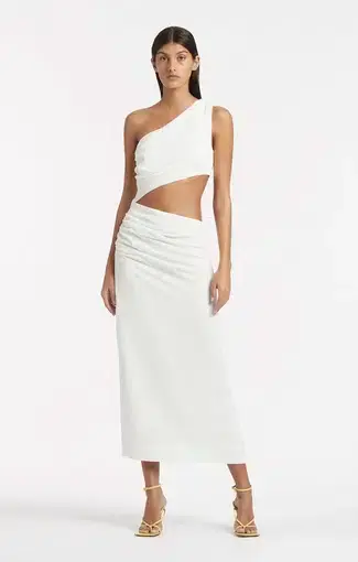 Sir the Label Clemence One Shoulder Midi Dress White Size 6 