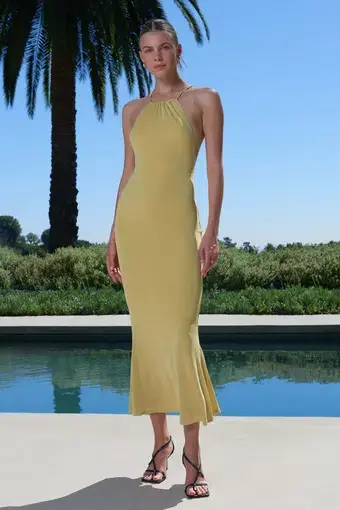 Misha Greta Slinky Jersey Midi Dress Sulfur Size XS 