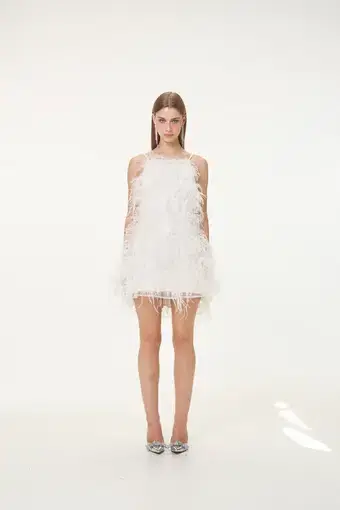 Par Violet Feather Report Dress White Size S