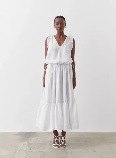 Joslin Gracie Linen Maxi Dress White Size 10