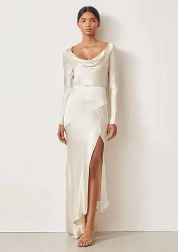 Bec & Bridge Frederic Long Sleeve Dress White Gold Size 10
