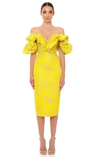 Eliya The Label Mayfair Midi Dress Yellow Size 12