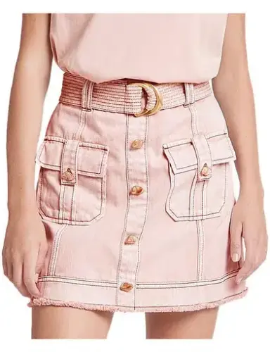 Aje Darcel Utility Denim Mini Skirt Pink Size 10