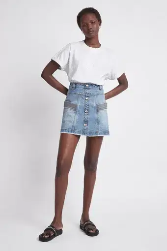 Aje Maya Denim Mini Skirt 90s Wash Size 8