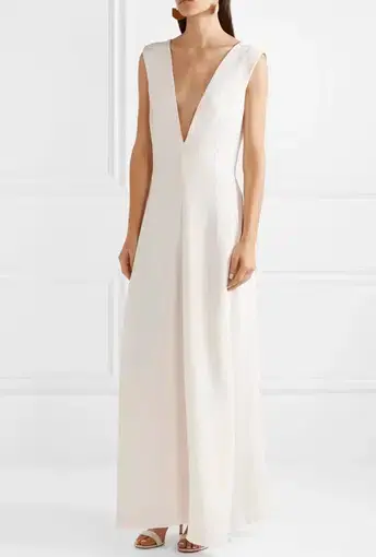 Michael Lo Sordo Silk Satin Maxi Dress White Size 12