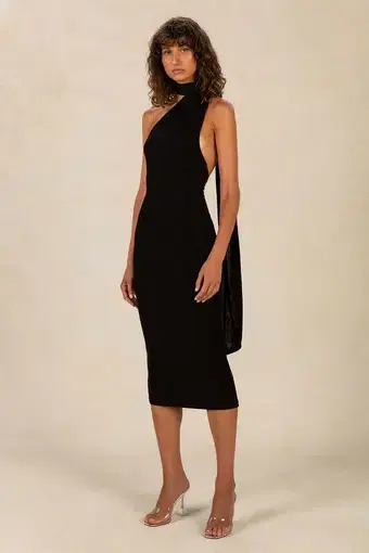 Misha Collection Nicollette Slinky Jersey Midi Dress Black Size 6