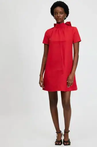 Staud Ilama Short Sleeve Mini Dress Red Size S